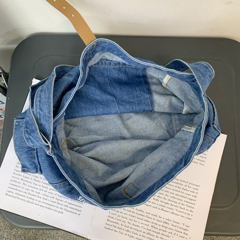 Washed Denim Crossbody Bag Blue Shoulder Bag Minimalist Etsy