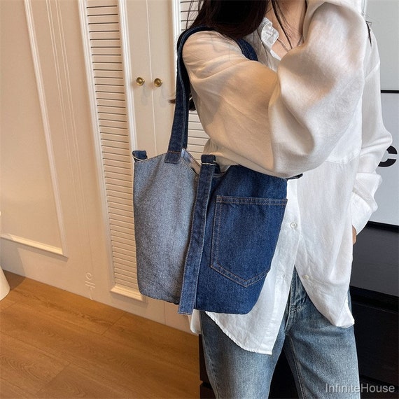 Bucket Bag Stylish Jeans Bag Minimalist Crossbody Bag Cute 