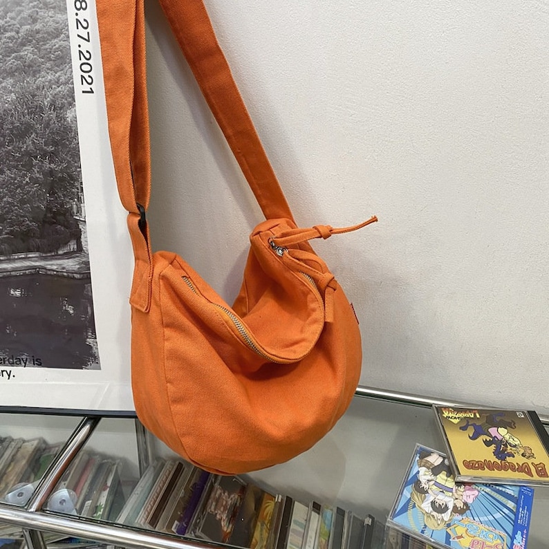 Minimalist Crossbody Bag Cotton Canvas Messenger Bag Stylish Etsy