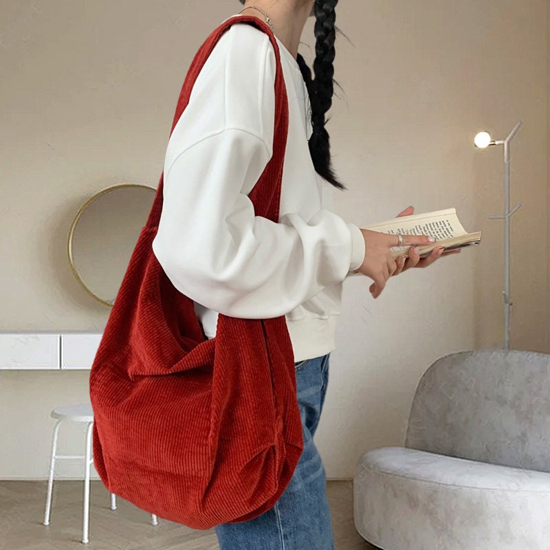 Corduroy Shopper Bag Large Capacity For Shopping School Bag, Stylish Tote  Handbag Vintage Casual Tote Bags For Daily Life, Crossbody Bag College
