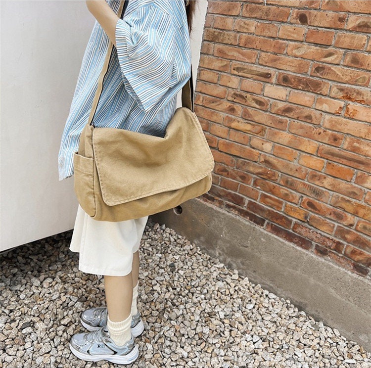 Buy Cotton Canvas Shoulder Bag Minimalist Crossbody Bag Stylish