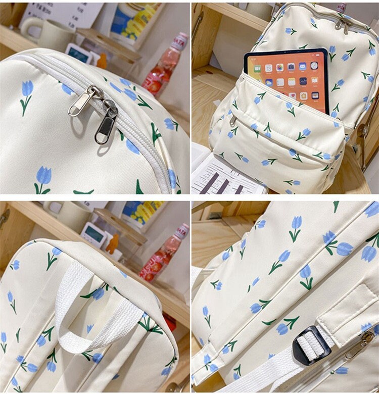 TBOLINE Retro Fashion Flower Backpacks Nylon Girl Small School Bag