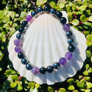 Healing Bracelet | Black Obsidian | Hematite | Amethyst