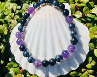 Healing Bracelet | Black Obsidian | Hematite | Amethyst
