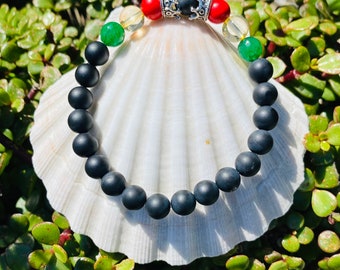 Jamaicaanse armband | Zwarte Onyx | Rood Turkoois | Citrus | Smaragdgroene Jade