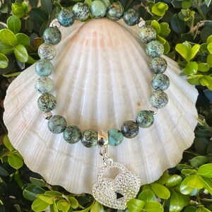 Kambaba Jasper Gemstone | Locke and Key Charm Bracelet
