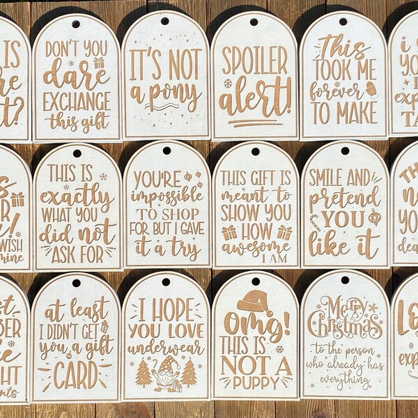 Funny Wooden Christmas Tags | Funny Gift Tags | Honest Christmas Gift Tags | Honest Gift Tags | Funny Holiday Tags | Holiday Gift Tags