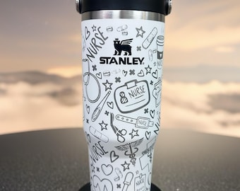 Nurse theme laser engraving, medical field, Nurse life 30 oz. flip top water bottle