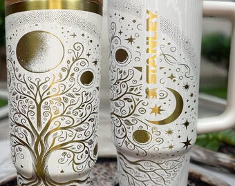 Gold Celestial Tree of Life  Engraved custom Stanley tumbler