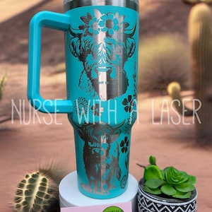 Cute Highland Cow Tumbler | Personalized Tumbler with Handle | Highland Cow Cup | Cow Lovers Gift |Cute Cow Tumbler | Personalized Cow Cup