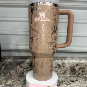Western Spooky Ghosts 40oz Stanley Almond Rose, new color! Halloween laser engraved cup