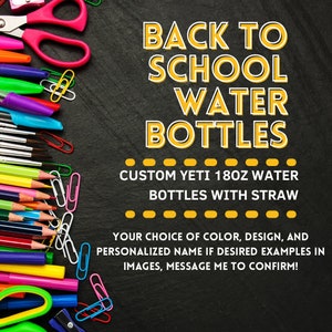 Kids Custom Yeti 18oz Water bottle, laser engraved with personalization option  back to school water bottle