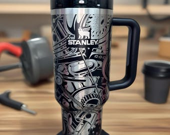 Laser Engraved Mechanic Tumbler: Automotive Car Guy Gift