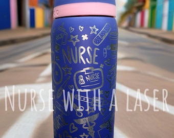 new owala 40oz laser engraved nurse water bottle