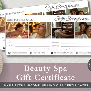 Editable Luxury Spa, Wellness Gift Certificate | Instant Download, Canva Voucher for Beauty Salon, Health & Self-Care Spa Template