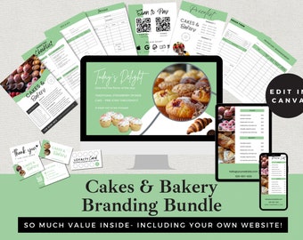 Bakery Business Branding Kit: Canva Templates (Instant Download)