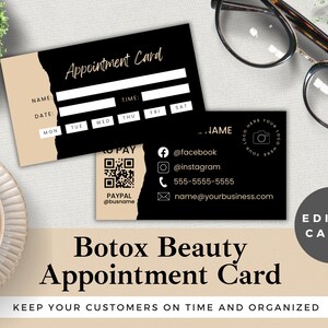 Botox Beauty Appointment Card: Editable Canva Template (Instant Download)