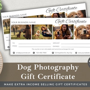 Chèque-cadeau modifiable Photographie de chien | Modifier le modèle dans Canva | Téléchargement instantané | Bon pour petite entreprise | Séance photo spécialisée