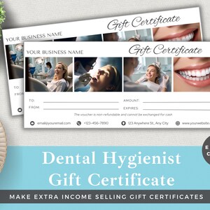 Bewerkbare cadeaubon Tandenhygiënist | Sjabloon bewerken in Canva | Direct downloaden | Klantenvoucher voor kleine bedrijven | Tanden schoonmaken