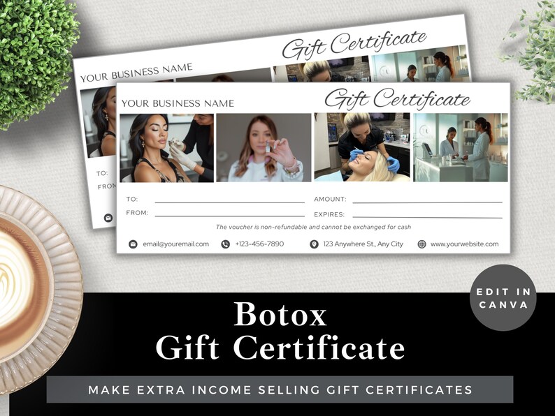 Clinic Botox Gift Certificate Template | Editable Canva Voucher ...