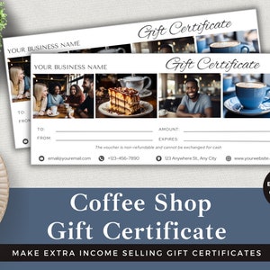 Editable Gift Certificate Coffee Shop| Edit Template in Canva | Instant Download | Luxury Small Business Customer Voucher | Coffee Shop Gift