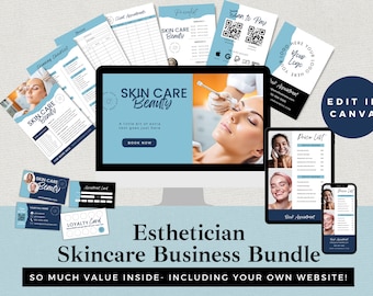 Esthetician Skincare Branding Kit: Editable Canva Templates (Digital Download)