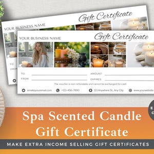 Editable Spa Candle Gift Certificate | Canva Template for Beauty Professionals | Instant Download | Customizable Client Gift | Add Branding