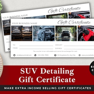 SUV Detailing Gift Certificate: Editable Car Cleaning Voucher (Instant Download)