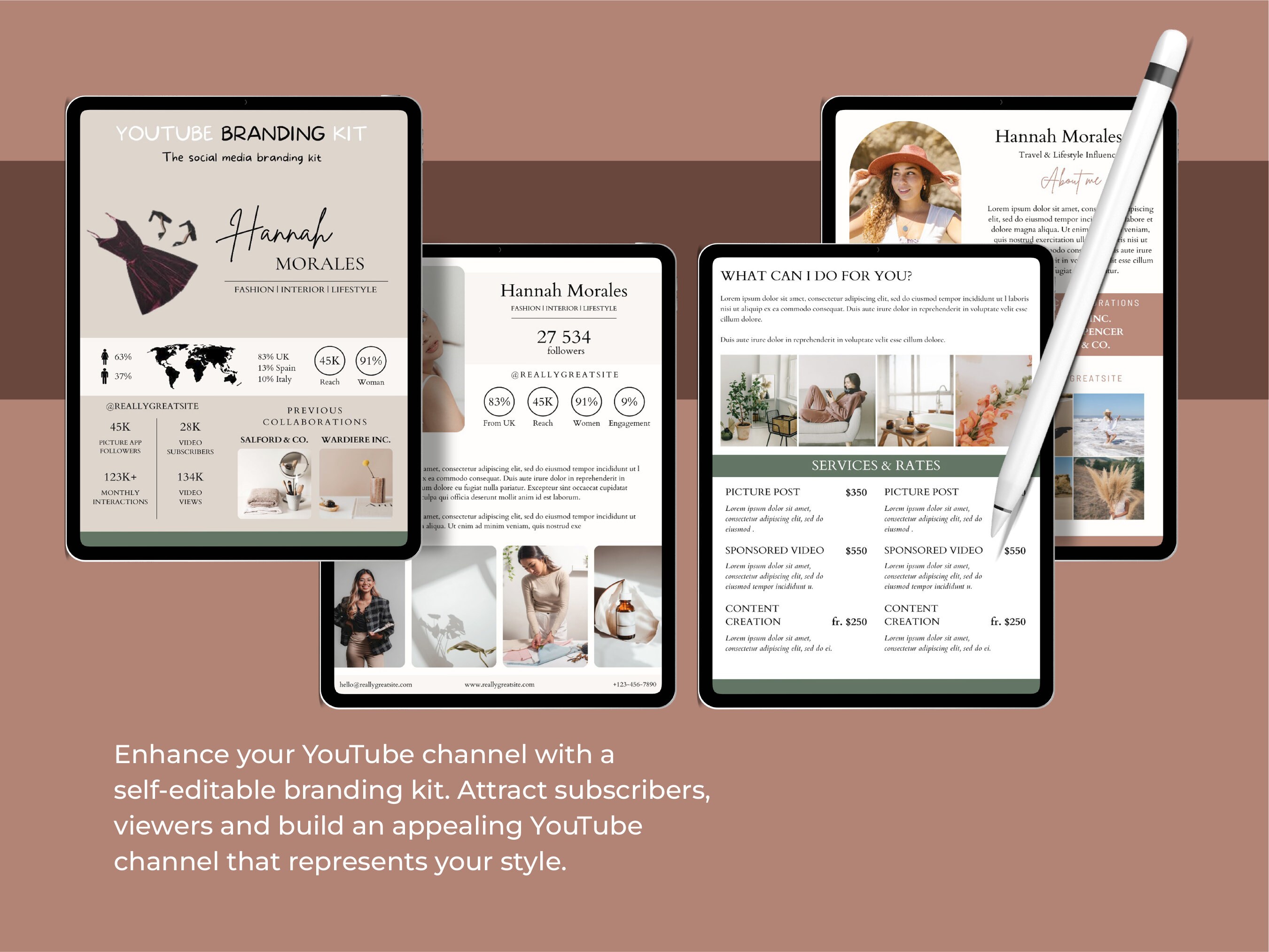 PDF Printable Print Youtube Branding Kit, Printable Planner, Editable ...