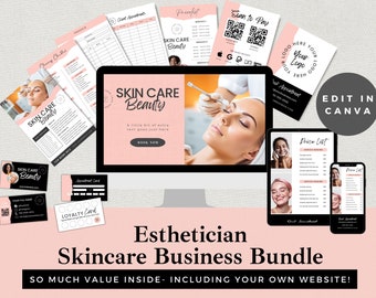 Esthetician Skincare Branding Kit: Editable Canva Templates (Instant Download)