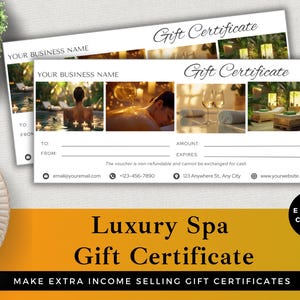Instant Download Luxury Spa Gift Certificate | Editable Canva Template | Beauty Salon, Massage and Facial Voucher | Self-Care & Wellness