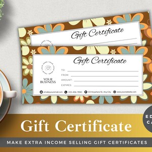 Chèque-cadeau rétro modifiable | Modifier le modèle dans Canva | Téléchargement instantané | Bon client amusant pour les petites entreprises | Mélange rétro années 70 à 90