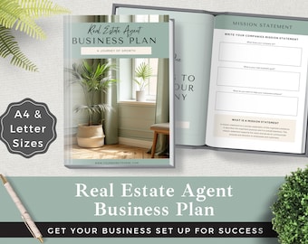 Real Estate Agent Business Plan Template: Canva Editable (Instant Download)