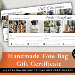 Vale-presente de sacola | Ecológico | Modelo Canva | Voucher editável para pequenas empresas | Vale-presente digital feito à mão
