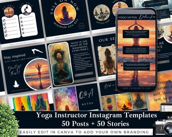 Yoga Instructor Instagram Templates: Editable Posts & Stories