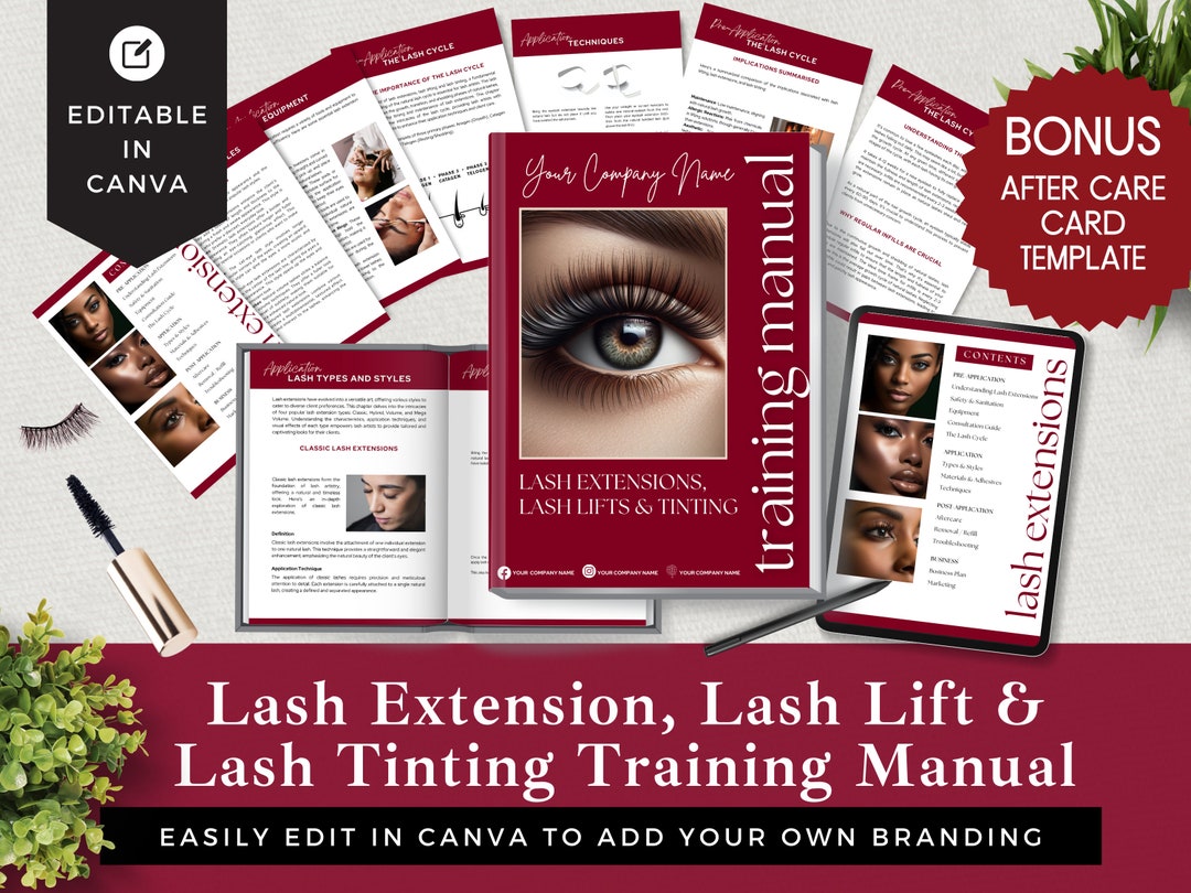 Lash Extension Training Manual: Lift & Tinting, Editable Canva Template ...