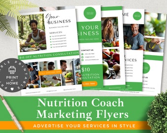 Nutrition Coach Flyer Template: Editable DIY Marketing (Instant Download)