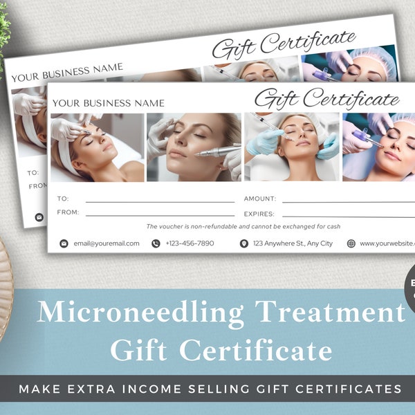 Editable Gift Certificate Microneedling Treatment | Edit Template in Canva | Instant Download | Small Business Customer Voucher | Skincare