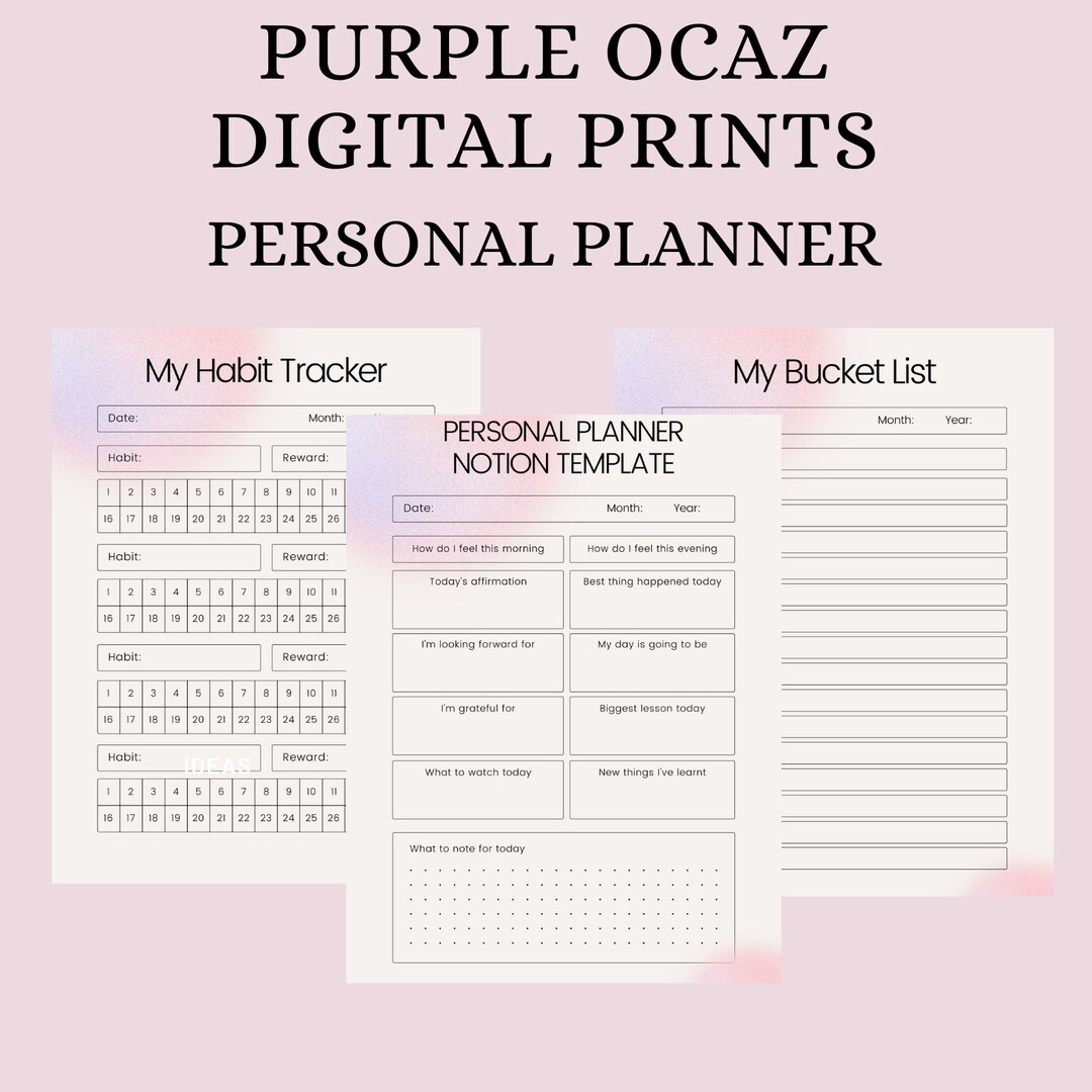 PDF Printable Personal Planner, PDF Printable, Printable Planner ...