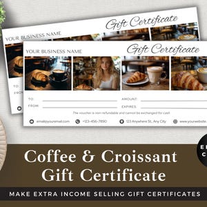 Coffee Shop-cadeaubon bewerkbaar in Canva | Luxe café-bakkerij cadeaukaartsjabloon | Directe digitale download | Voeg je merk toe
