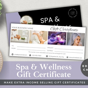 Spa Gift Certificate Template: Luxury Health Salon Voucher (Canva, Instant Download)