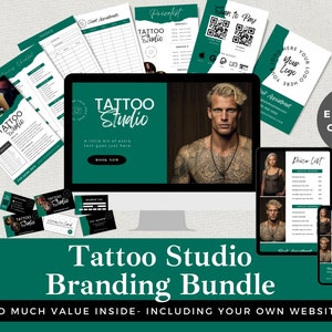 Tattoo Studio Branding Kit: Business Card, Flyer Templates (Canva Editable, Instant Download)