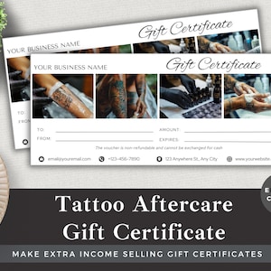 Tattoo Aftercare Gift Card Template: Professional Studio Voucher (Canva Editable)