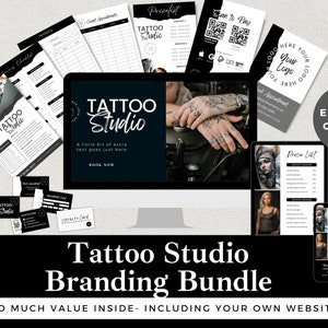Pacchetto branding Tattoo Studio / Modificabile in Canva / Artista del negozio di tatuaggi / Download istantaneo / Biglietti da visita, fatture, volantini e altro