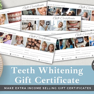 Pacchetto di buoni regalo modificabili per dentisti / 5 modelli Canva / Download immediato / Sbiancamento dei denti, impianti dentali e altro / Personalizzabile