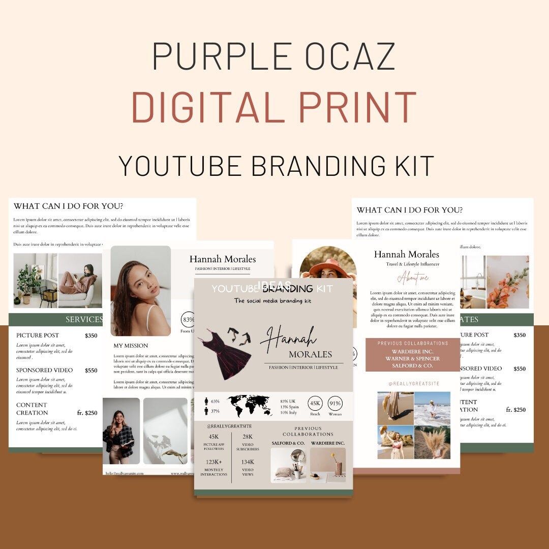 PDF Printable Print Youtube Branding Kit, Printable Planner, Editable ...