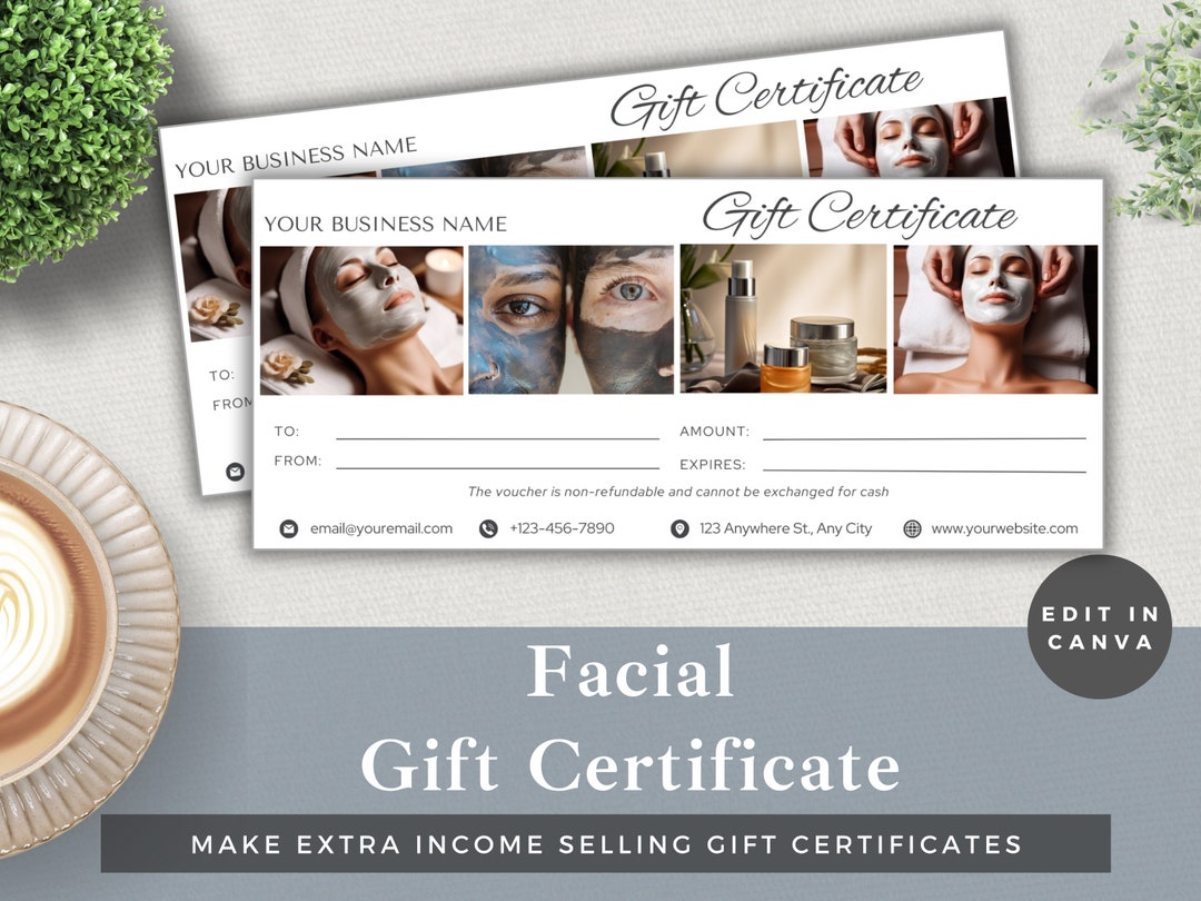 Editable Gift Certificate for Facial Experience | Canva Template ...