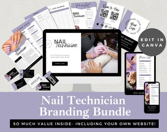 Nail Technician Branding Bundle: Editable Canva Templates (Instant Download)