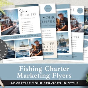 Folheto de carta de pesca | Marketing DIY editável | Download instantâneo | Editar no Canva | Modelo de Carta de Pesca | Basta adicionar sua própria marca