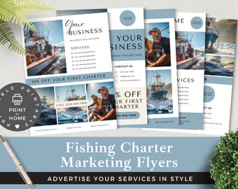 Fishing Charter Flyer | Editable DIY Marketing | Instant Download | Edit in Canva | Fishing Charter Template | Just Add Your Own Branding